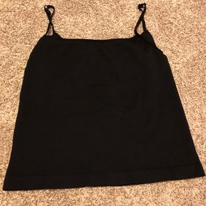 Apostrophe Stretch Black Ribbed Tank Top
